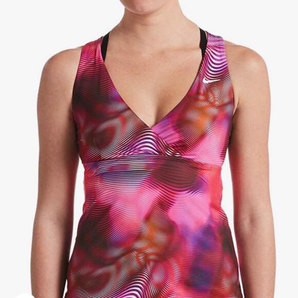 Nike Shift Layered Cross Back Tankini Multi Small - Picture 1 of 9